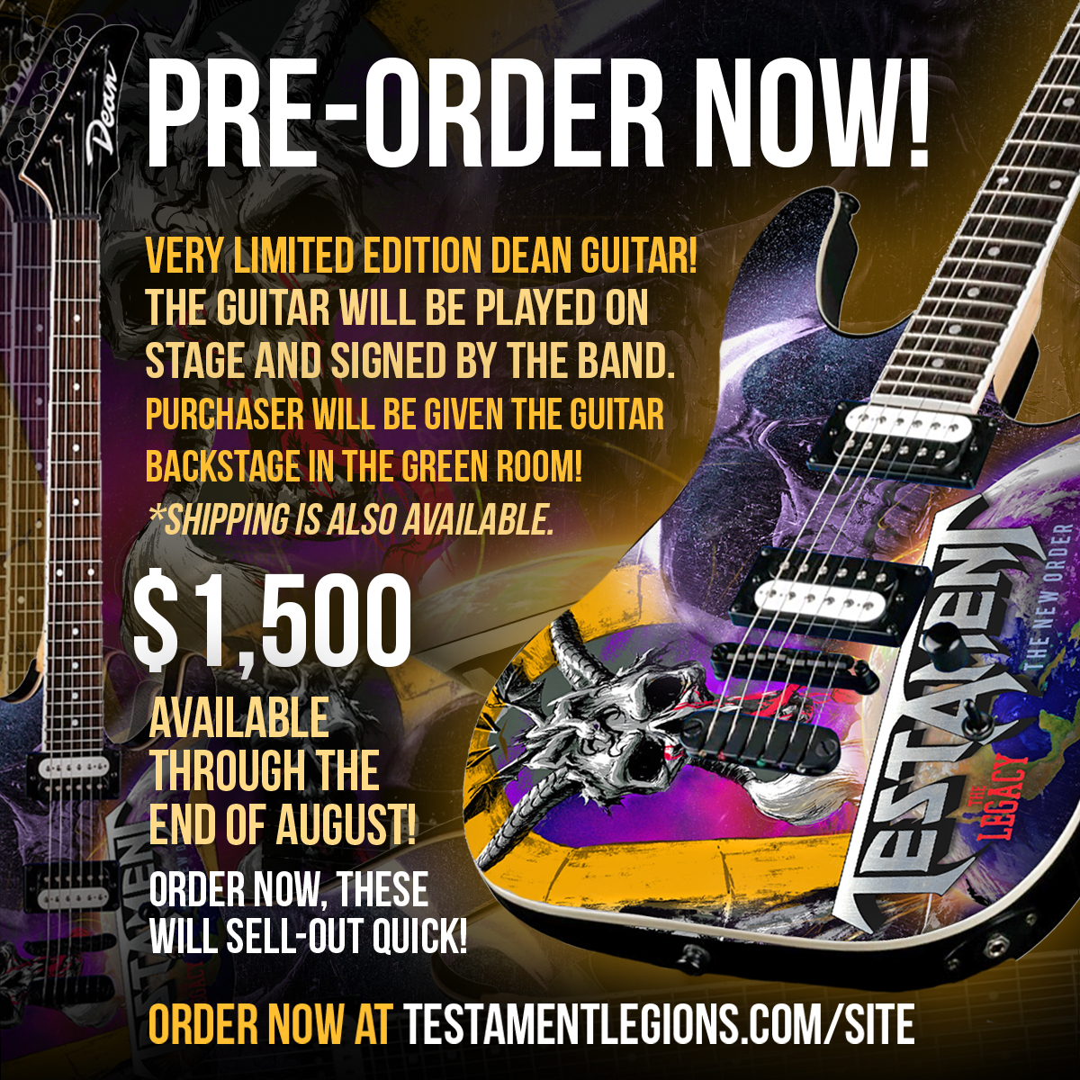 LE Dean Guitar, in celebration of TESTAMENT 'The Legacy' + 'The New Order' Remastered